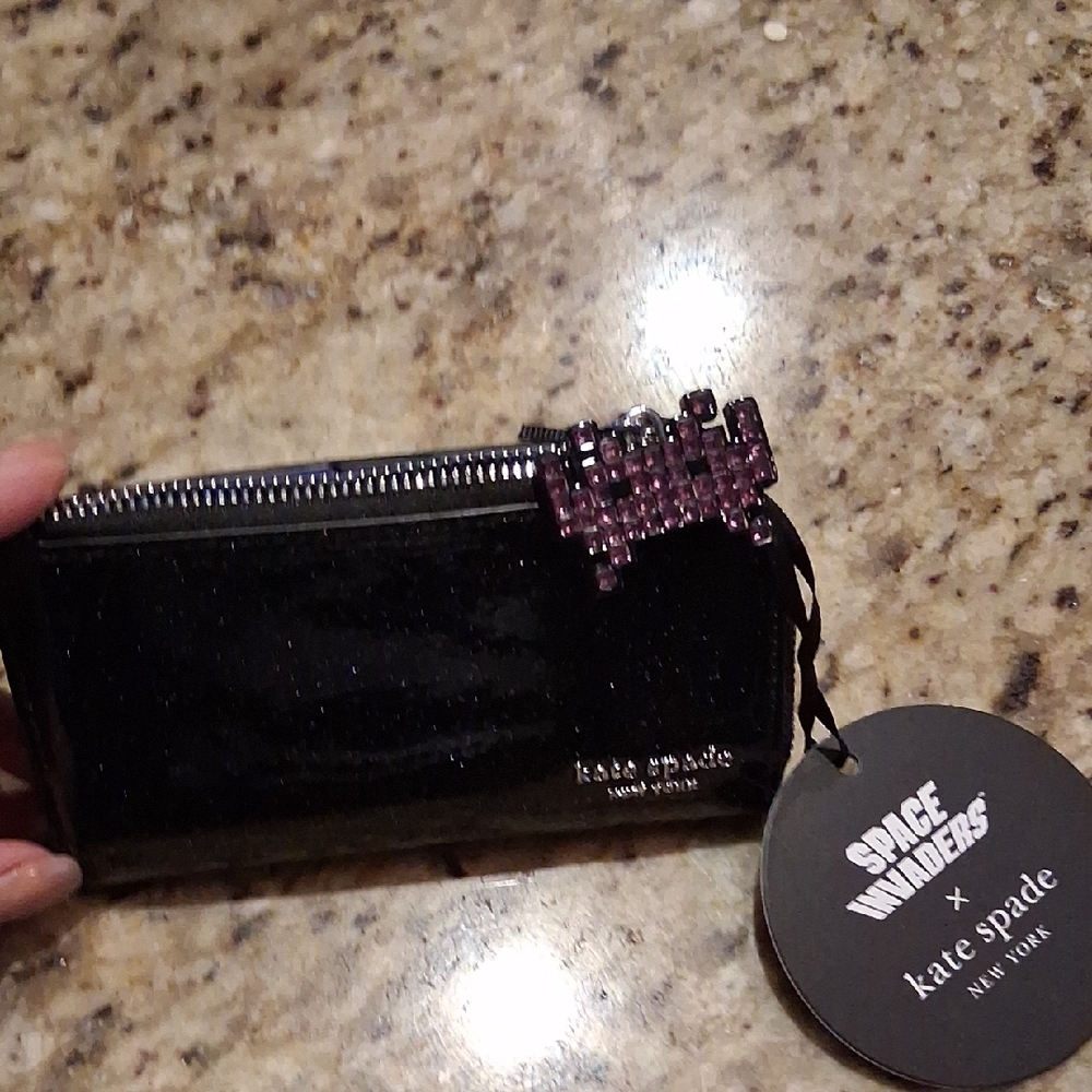 Kate Spade Black and Purple Key Card Holder